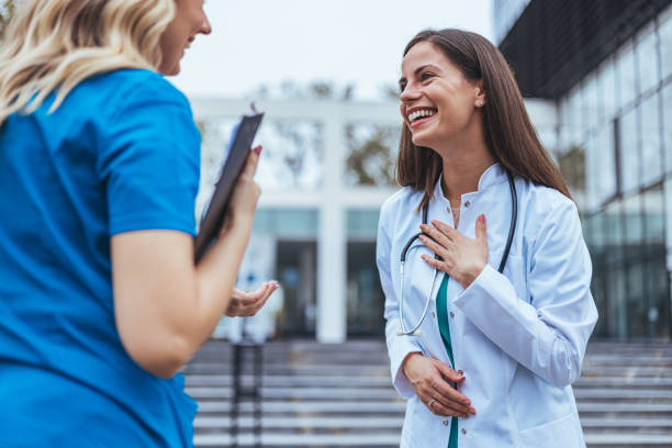 istock Shot of two nurses having a discussion in a hospital. 2142776584