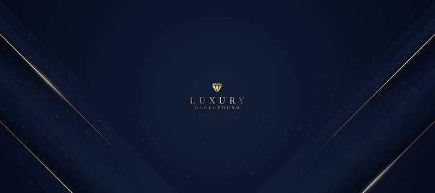 istock Luxurious dark blue background with sparkling gold and glitter. modern elegant abstract background 2142780684