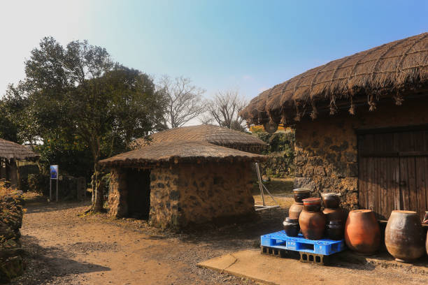 Original traditional Korean house. A village on Jeju Island which was once used as a shooting location for the very famous drama film De Jang Geum.