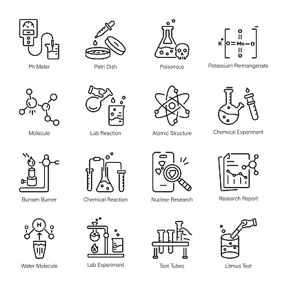 Immerse yourself in the realm of science with our animated chemistry icons Explore a myriad of designs featuring bubbling beakers, advanced lab equipment, and molecular formations, vividly capturing the wonders of scientific exploration.