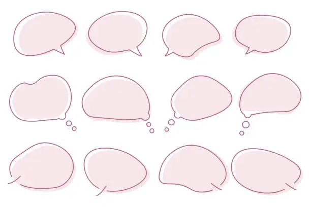 Vector illustration of Pink simple speech bubble set