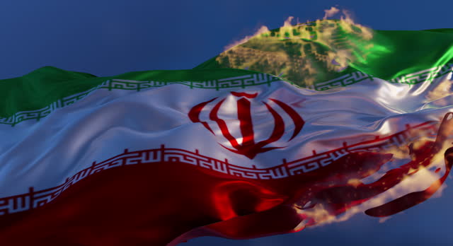 Burning Unity: Symbolic Animation of the Iran Flag Turning to Ashes