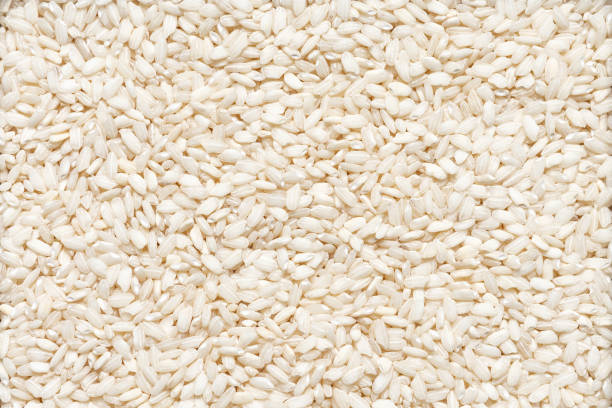 textura de risotto de arroz seco. antecedentes del risotto de la variedad de arroz crudo. - arroz arborio fotografías e imágenes de stock