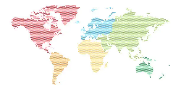 Vector illustration of Dotted map of World