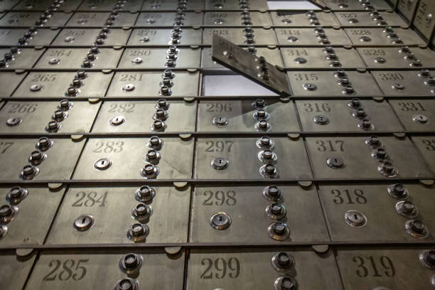 The post office building with mailboxes.