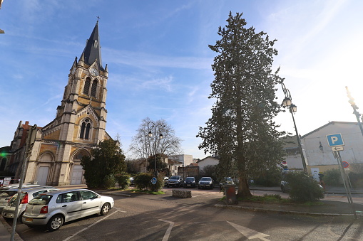 Church square, town of Caluire et Cuire, Rhône department, France