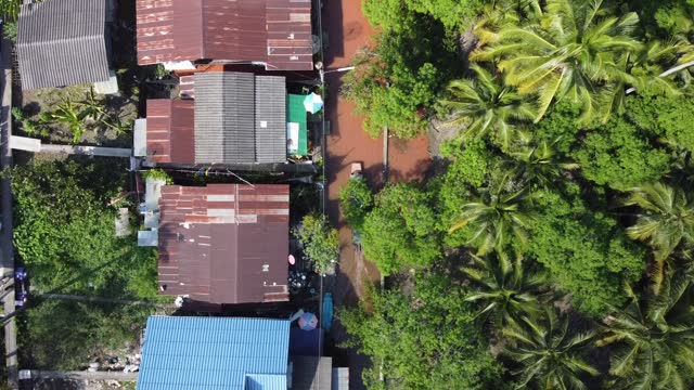 Aerial video on floating market bangkok Thailand