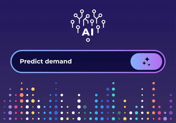 Vector illustration of AI Chat Screen for Predicting Demand