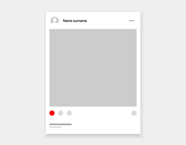 ilustrações, clipart, desenhos animados e ícones de social media carousel post template mockup. mobile app interface with blank pictures, editable posts. scroll frame pages, social media photography. - e mail