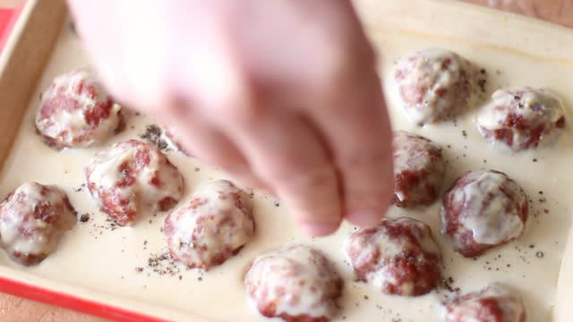 Swedish meatballs in cream sauce. Swedish cuisine. Recipe.