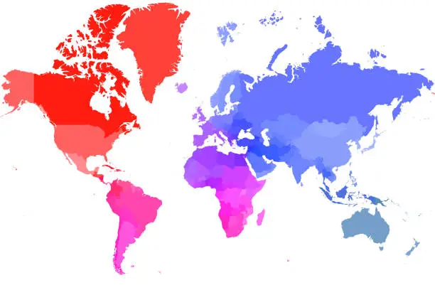 Vector illustration of Colorful political map of World.