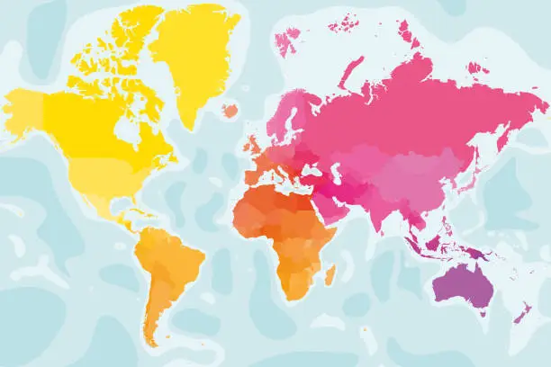 Vector illustration of Colorful political map of World.