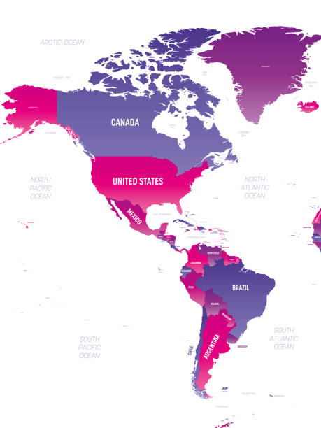 Americas Detailed Political Map With Lables Stock Americas Detailed Political Map With Lables 