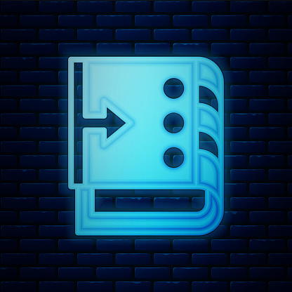 Glowing neon Sound mixer controller icon isolated on brick wall background. Dj equipment slider buttons. Mixing console. Vector.