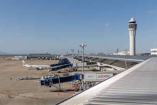 Tokoname, Japan - March 18, 2024 : General view of the Chubu Centrair International Airport in Tokoname City, Aichi Prefecture, Japan.