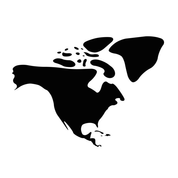 nordamerika schwarze silhouette. konturkarte des kontinents. einfache flache vektorillustration - outline mexico flat world map stock-grafiken, -clipart, -cartoons und -symbole