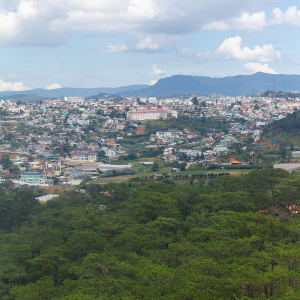 View of Dalat from a cable car cabin, Vietnam