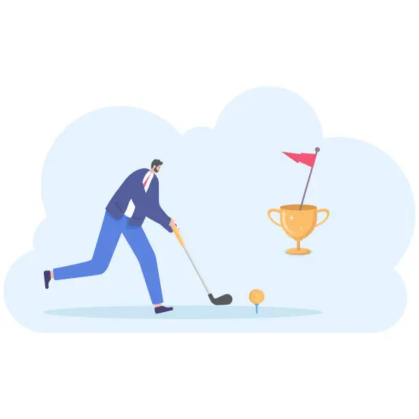 Vector illustration of Businessman or manager play golf. Illustration, vector, EPS10