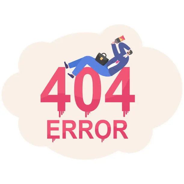 Vector illustration of Businessman and page 404, error, page not found. Technical support, service. Vector, illustration, flat