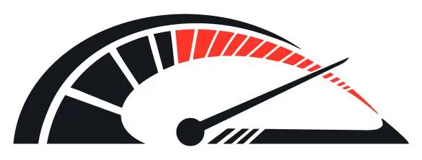 Vector illustration of Car speedometer vintage label colorful