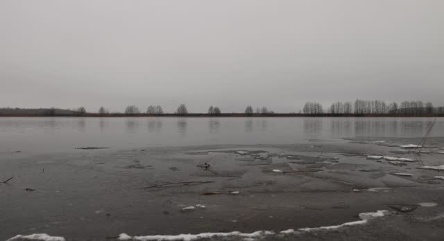 ice on the lake during frosts