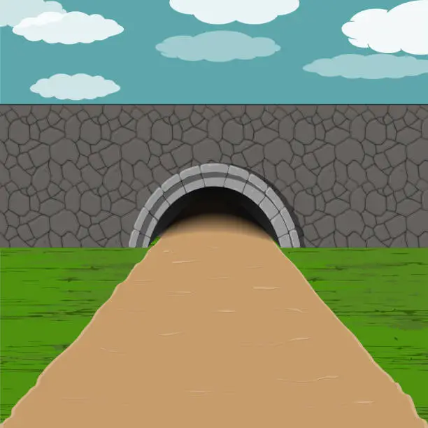 Vector illustration of tunnel with road illustration