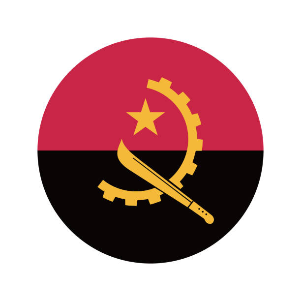 angola flag. button flag icon. standard color. round button icon. the circle icon. computer illustration. digital illustration. vector illustration. - push button button textile backgrounds点のイラスト素材／クリップアート素材／マンガ素材／アイコン素材