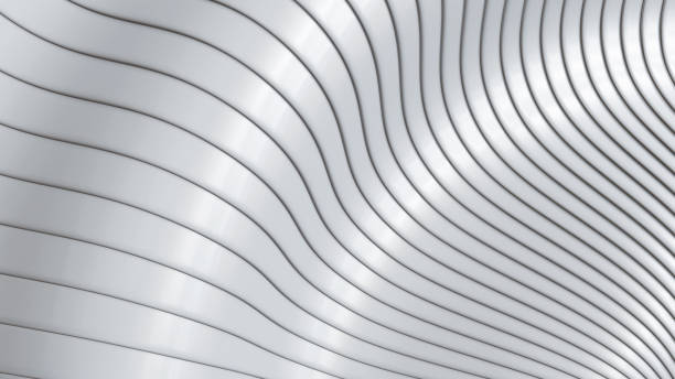 istock Abstract background, 3d white gray wavy stripes pattern, interesting striped 3D wallpaper. 2143352633