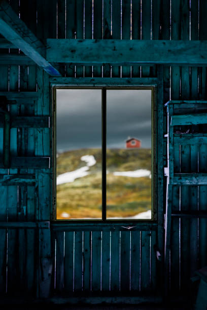 Cottage with tree and snow in Sweden.