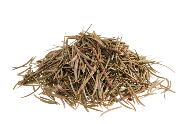 istock Pile of dried spruce needles (picea), isolated on white background 2143411771