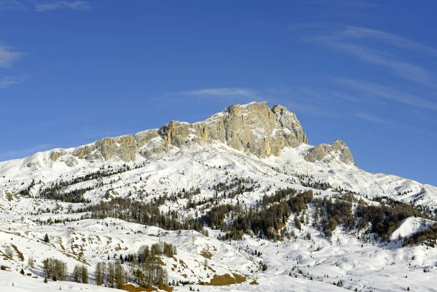 Mountain Settsass 2561 m in Val Badia. Dolomites are a popular destination for many tourists and skiers. The Dolomites are UNESCO World Heritage Site.