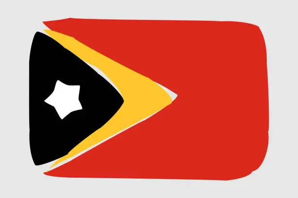 Vector illustration of Painted vector flag of East Timor