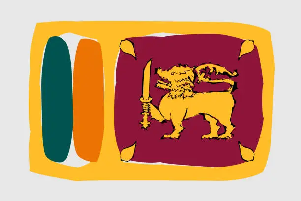 Vector illustration of Painted vector flag of Sri Lanka