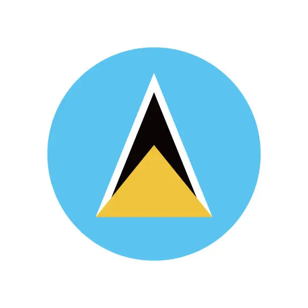 Vector illustration of Saint Lucia flag. Button flag icon. Standard color. Round button icon. The circle icon. Computer illustration. Digital illustration. Vector illustration.