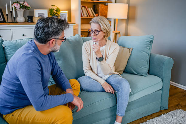 istock Mature couple arguing at home 2143450267