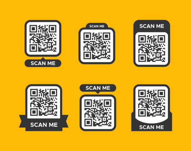 stockillustraties, clipart, cartoons en iconen met qr code scan me for smartphone icon set - barcodelezer