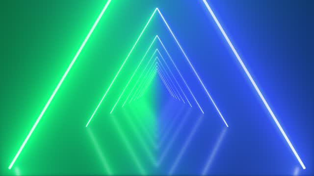 4K Futuristic Neon Ultraviolet Fluorescent Light Tunnel Loopable Animation Black Background