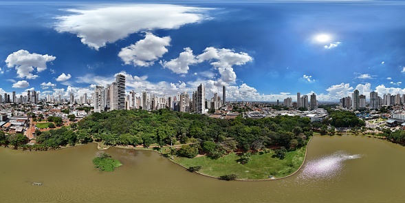 360 aerial photo taken with drone of Parque Vaca Brava in Goiania, Brazil