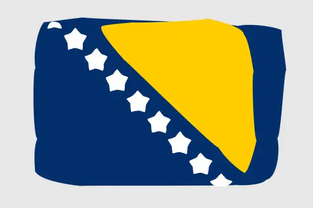 Vector illustration of Painted vector flag of Bosnia and Herzegovina