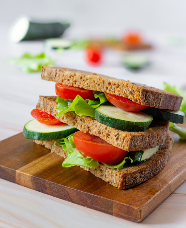 vegan sandwich with wholemeal bread and olive oil