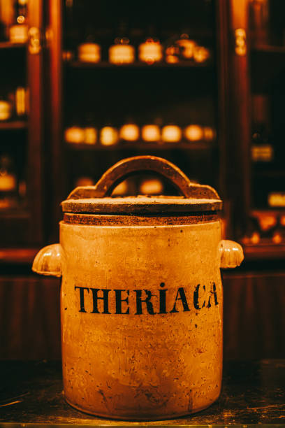 A jar of theriaca in an old pharmacy