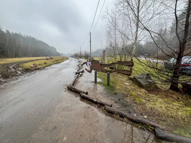 Photo of Park Grodek in Jaworzno in Poland during rainy weather, i.e. Polish Maldives (developed area of former quarries).