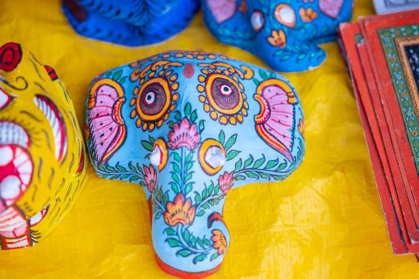 Colorful Painted Indian Elephant at Amber Palace, Jaipur, Rajasthan, India