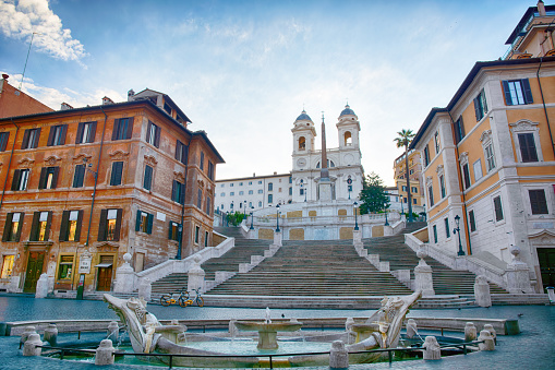 the Spanish steps in Rome unusually deserted during the quarantine due to the spread of the coronavirus