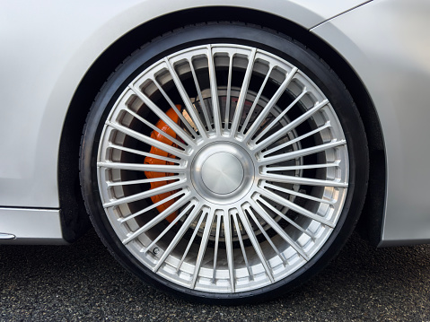 Luxury car rim and wheel detail