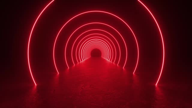Red Lighted Tunnel in 3D Animation