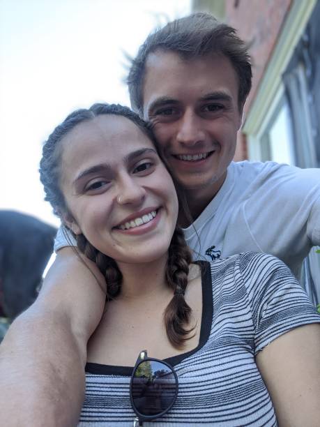 istock A beautiful couple takes a selfie outside 2143686808