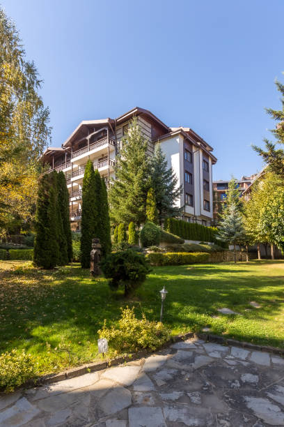 istock Hotels summer view in in Bansko, Bulgaria 2143740077