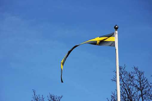 A Swedish flag dancing in the air