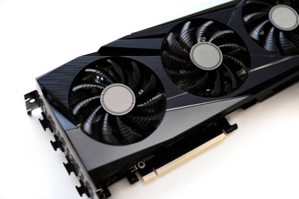 istock A black and white video card on a white background. Fans and the graphics card case. Computer accessories. 2143779911